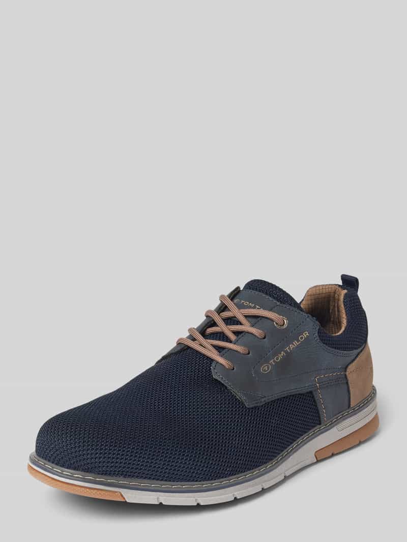 Sneakersy niskie z efektem dzianiny z wysokiej jakości aplikacjami z imitacji skóry
