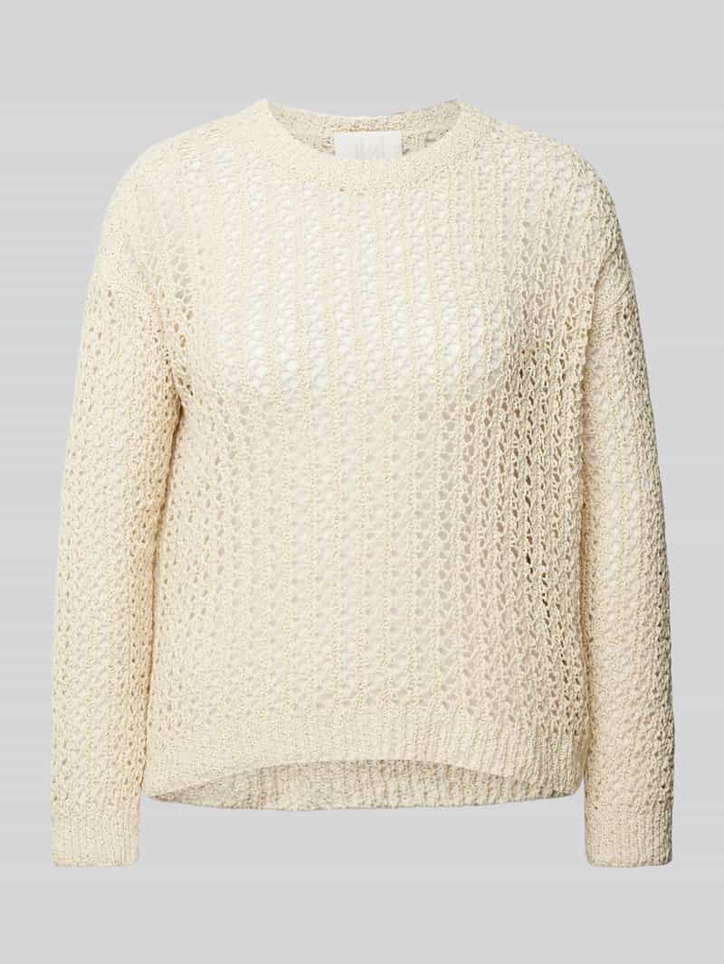 Sweter z dzianiny z haftem angielskim model ‘RIVA’
