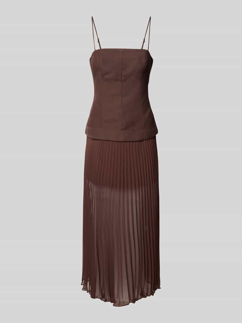 Sukienka koktajlowa lniana z plisami