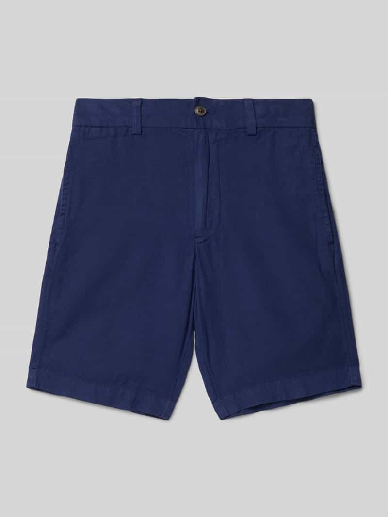 Szorty lniane o kroju regular fit z wyhaftowanym logo model ‘PREPPY’