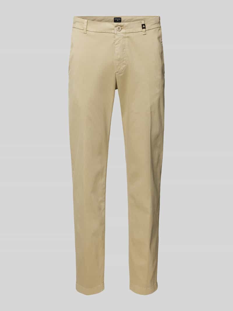Chinosy o kroju slim fit z aplikacją z logo model ‘Tius’