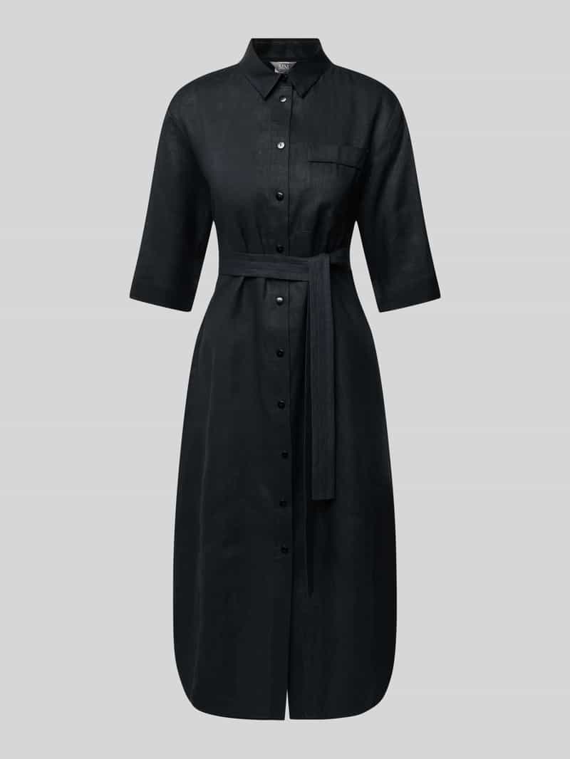 Sukienka lniana z kieszenią na piersi model ‘SALUTE’