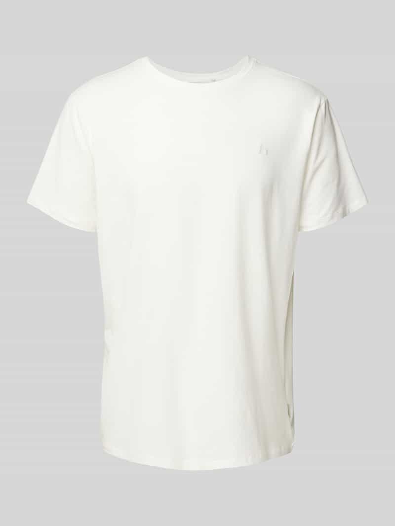 T-shirt z prążkowanym, okrągłym dekoltem model ‘Dinton’