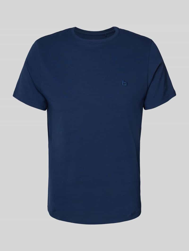 T-shirt z prążkowanym, okrągłym dekoltem model ‘Dinton’