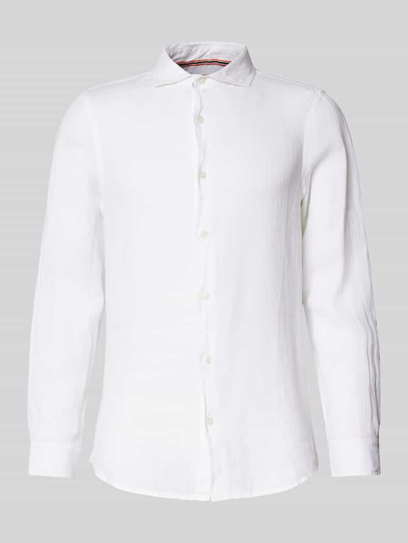 Koszula lniana o kroju regular fit z kołnierzykiem typu cutaway model ‘Vacation’