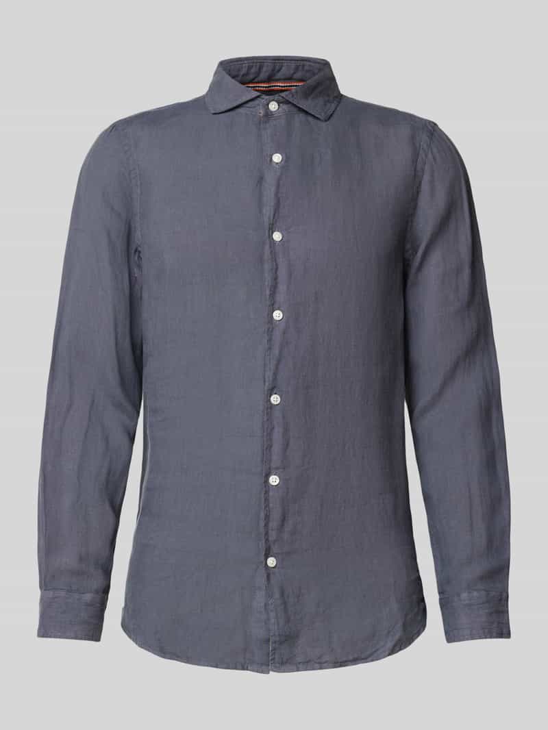 Koszula lniana o kroju regular fit z kołnierzykiem typu cutaway model ‘Vacation’