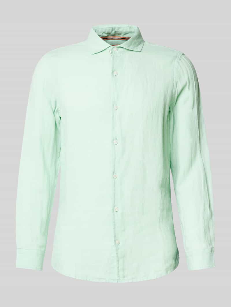 Koszula lniana o kroju regular fit z kołnierzykiem typu cutaway model ‘Vacation’