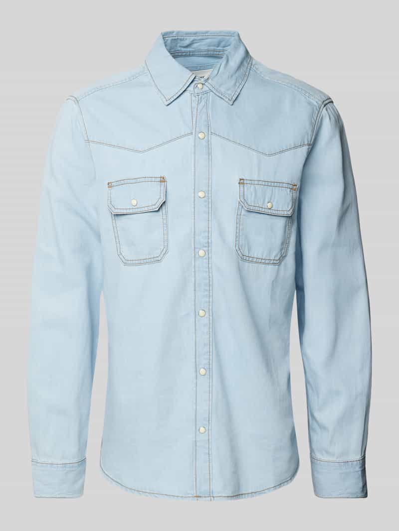 Koszula jeansowa o kroju regular fit z mieszanki bawełny w stylu western