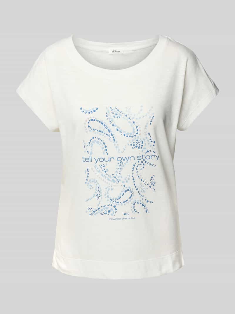 T-shirt z mieszanki bawełny i wiskozy z nadrukiem w artystycznym stylu