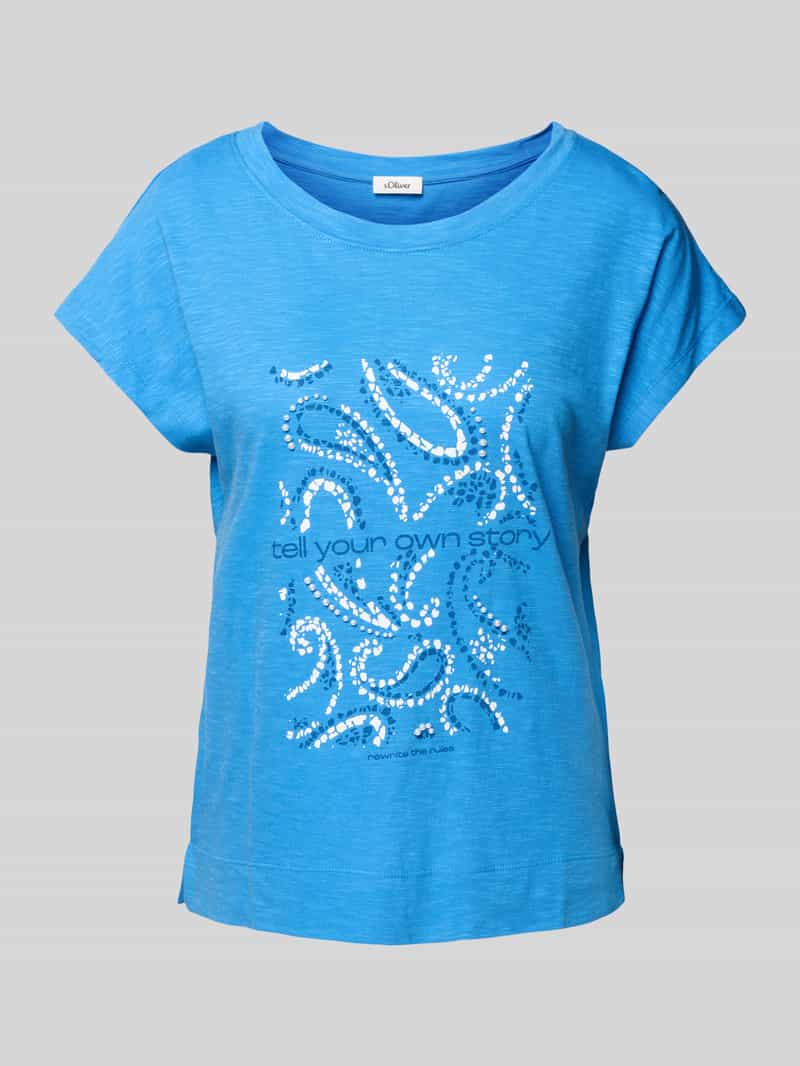 T-shirt z mieszanki bawełny i wiskozy z nadrukiem w artystycznym stylu