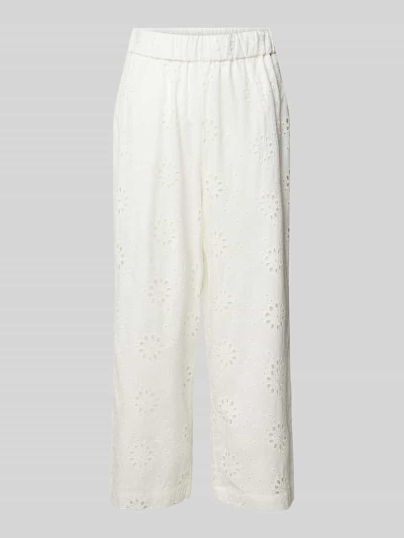 Spodnie materiałowe z szeroką nogawką z haftem angielskim