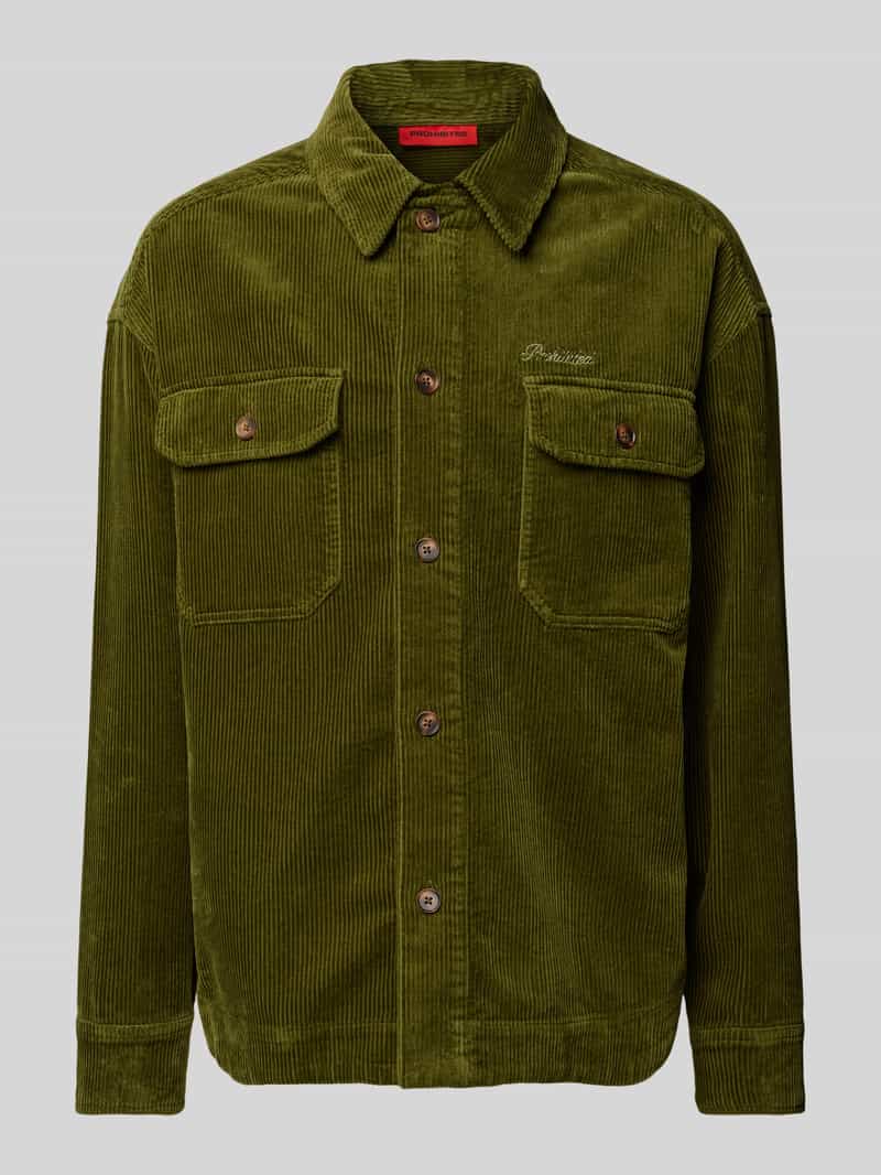 Koszula casualowa z wyhaftowanym logo model ‘Corduroy’