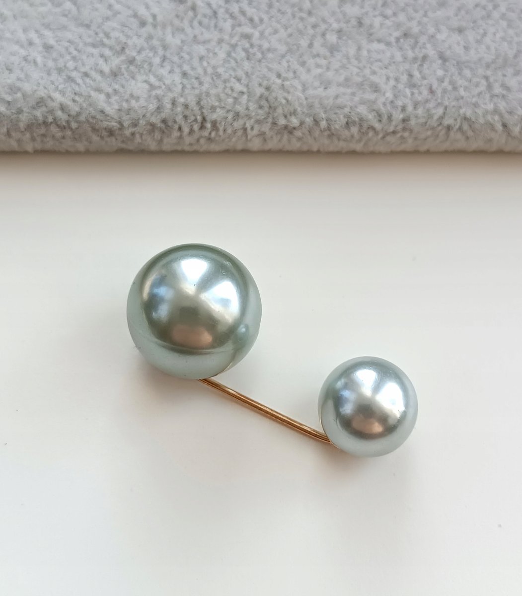 BROSZKA KRÓTKA SZPILKA ZIELONA NIEBIESKA SZARA PERŁA PERŁOWE KULKI DO UBRAŃ