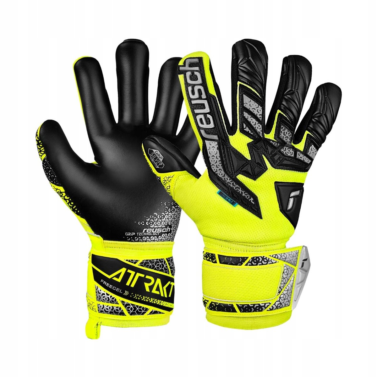 Rękawice bramkarskie Reusch Attrakt Freegel Silver Junior żołto-czarne 5572