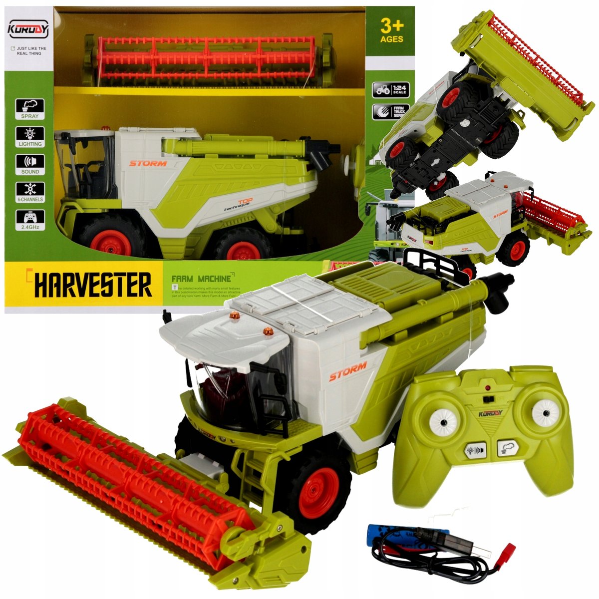 Kombajn zabawka zbożowy duży zdalnie sterowany pilot zabawka dla dzieci