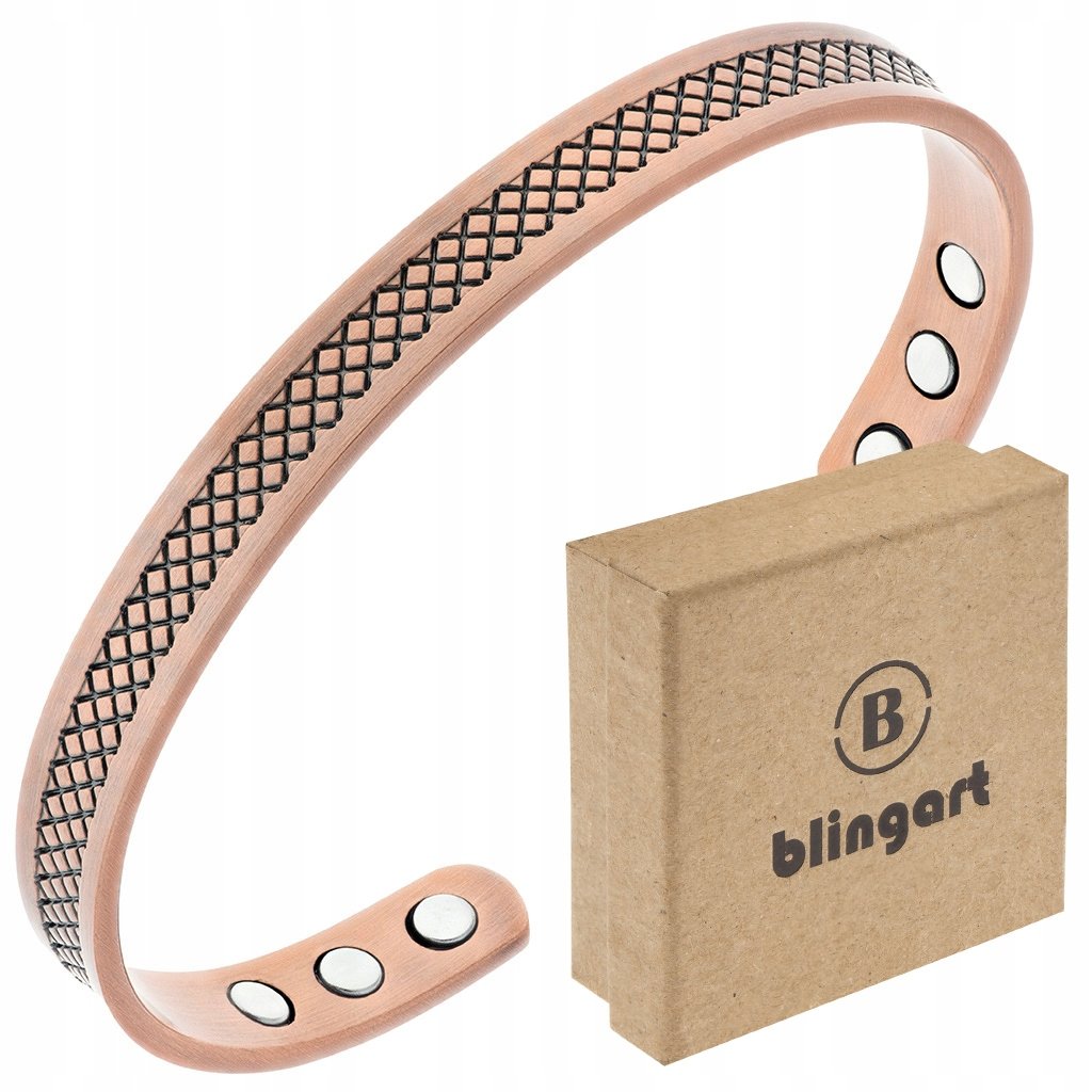 BLINGART Bransoletka męska MIEDZIANA magnetyczna BANGLA miedź regulowana