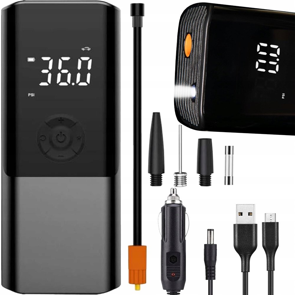 KOMPRESOR SAMOCHODOWY 12v 230v SPRĘŻARKA POMPKA ELEKTRYCZNA ROWEROWA LCD