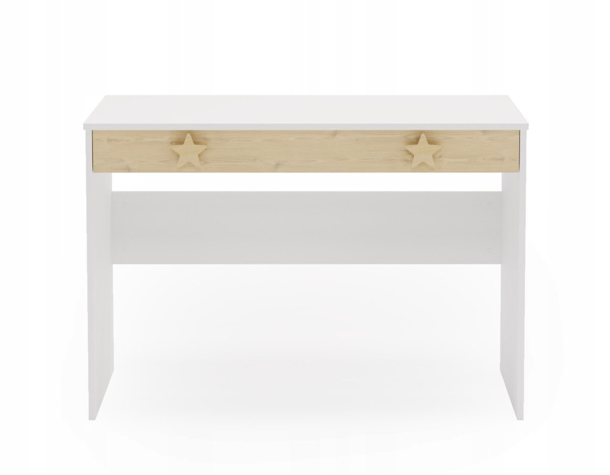 Biurko puffi szkolne na laptop stolik szuflada kolor biały klon