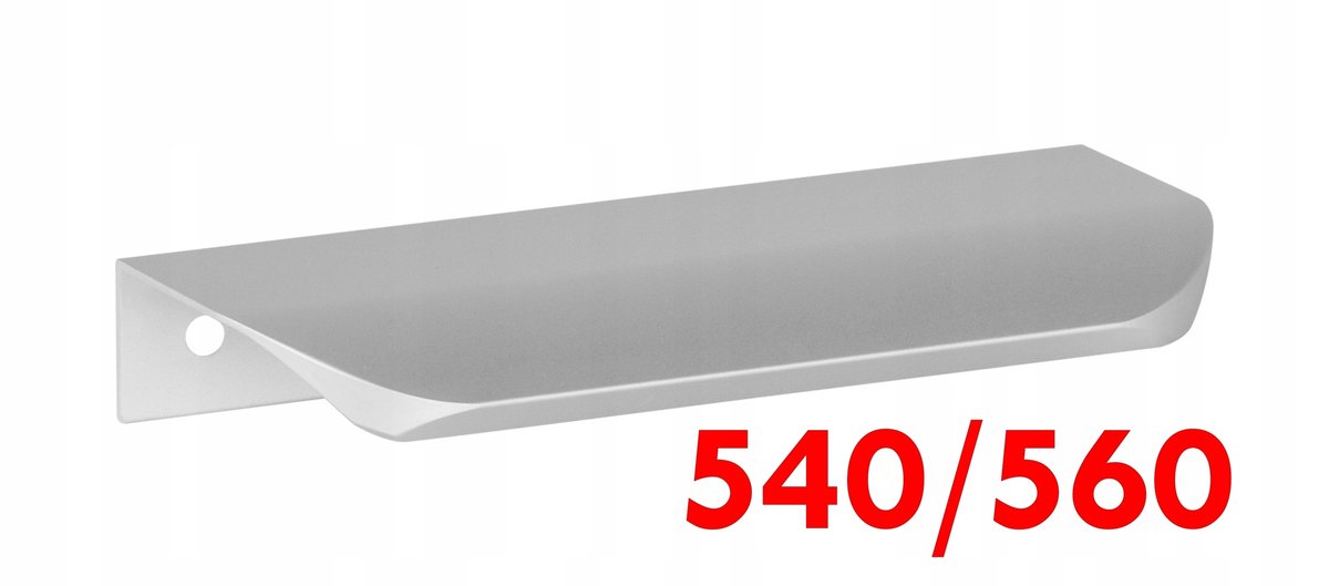 Uchwyt meblowy krawędziowy SREBRNY ALU 56cm 540/560mm lekki wytrzymały UA02
