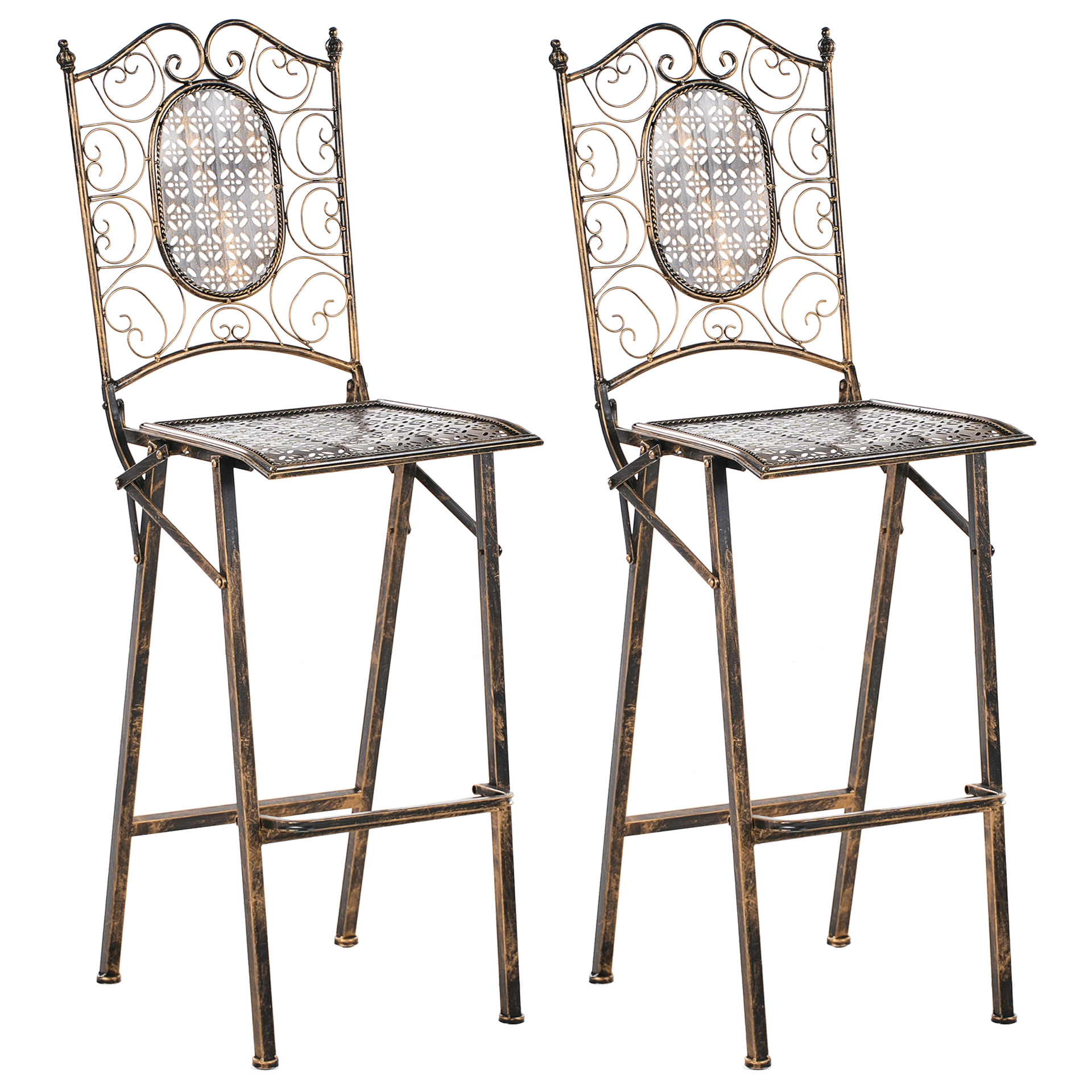 BELIANI Zestaw 2 krzeseł barowych ogrodowych BORMIO Składane Metal Czarny