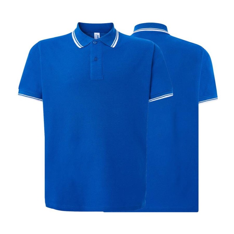 Koszulka royal blue/white polo z logo na sercu męska z nadrukiem logo firmy 200g PORA 210 kolor koszulka polo