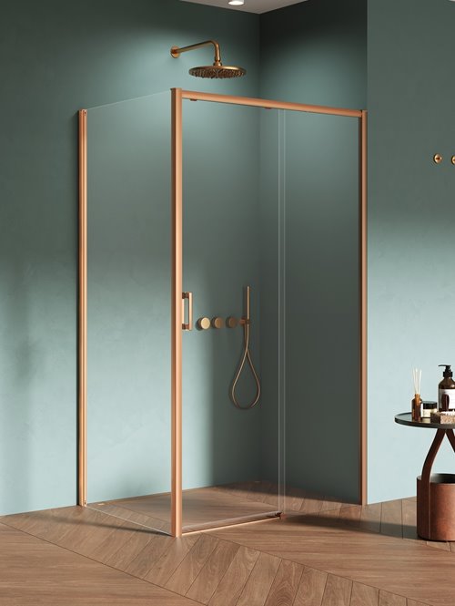 Kabina prysznicowa prostokątna prawa 100x80 miedziana D-0813A/D-0341B Prime New Trendy Copper Brushed