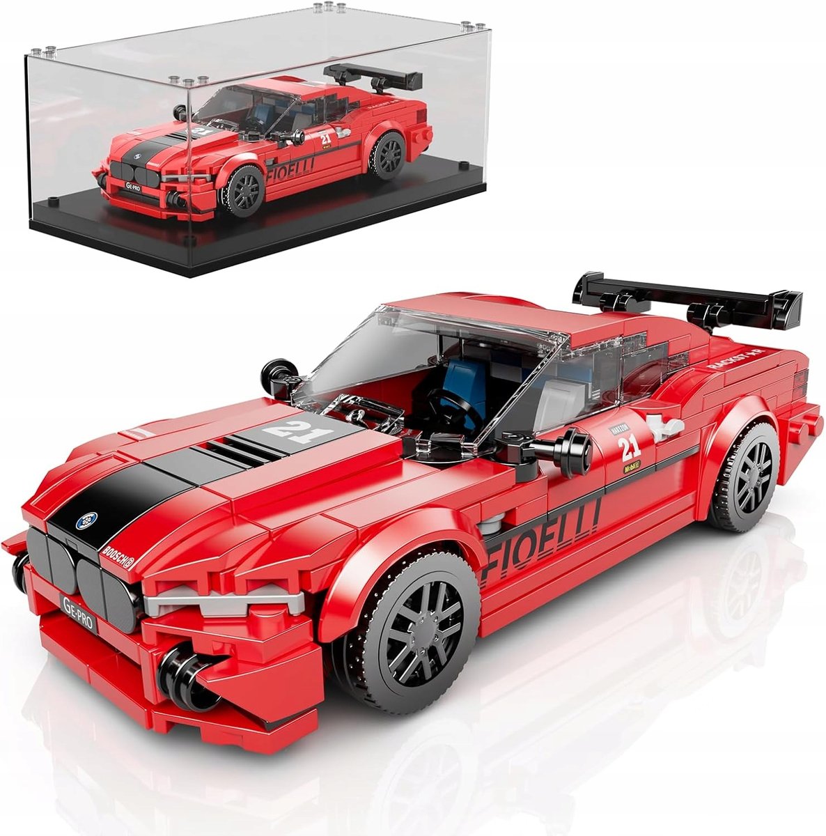 BMW M8 Zestaw Klocków SPEED CHAMPIONS MOULD KING 27072 + Gablota wystawowa