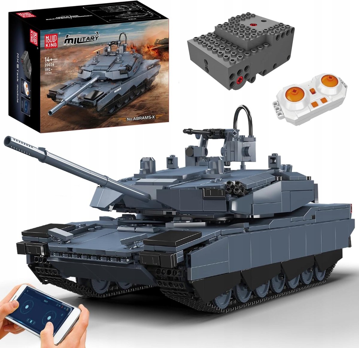 Klocki zdalnie sterowany Czołg Abrams Mould King 20036 zestaw konstrukcyjny