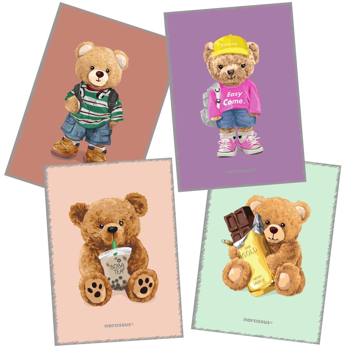 Zeszyt PP TEDDIES A4 60K kratka 80g NARCISSUS