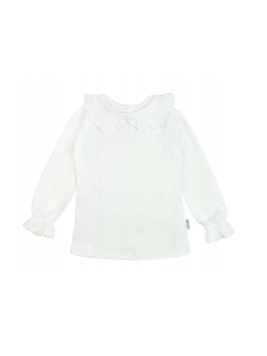 Dziewczęca bluzka z długim rękawem i kołnierzykiem biała Nicol,r.68