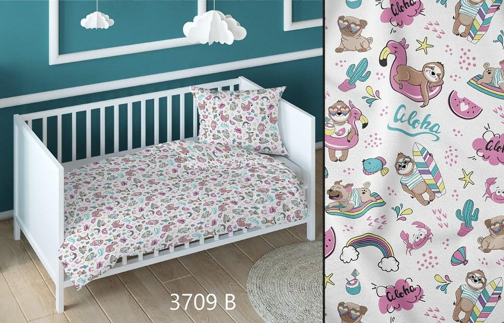 Poszewka bawełniana 50x60 pieski aloha różowa dziecięca zapinana na suwak KARO Bawełna Max