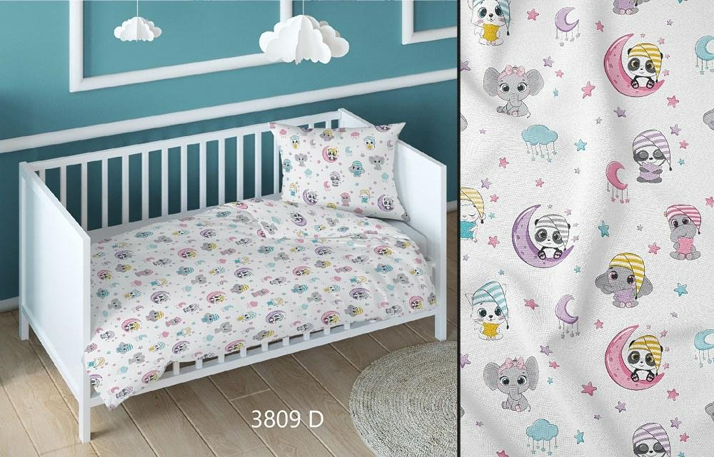 Poszewka bawełniana 40x40 zwierzęta na księżycu biała kolorowa dziecięca zapinana na suwak KARO Bawełna Max