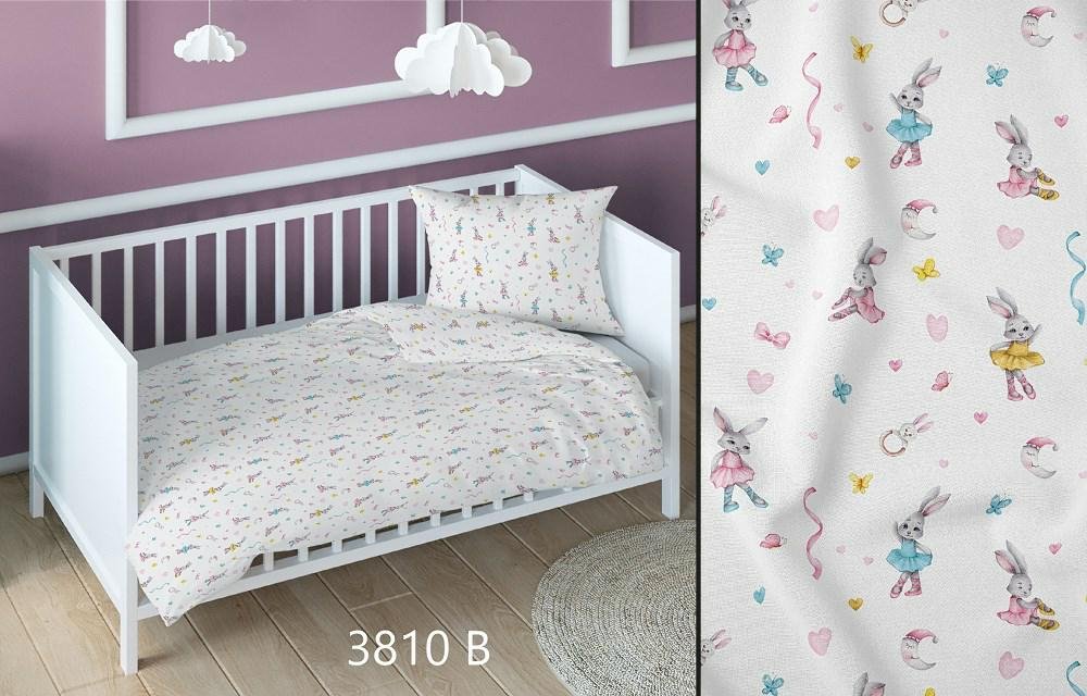 Poszewka bawełniana 70x80 królik balet biała kolorowa dziecięca zapinana na suwak KARO Bawełna Max