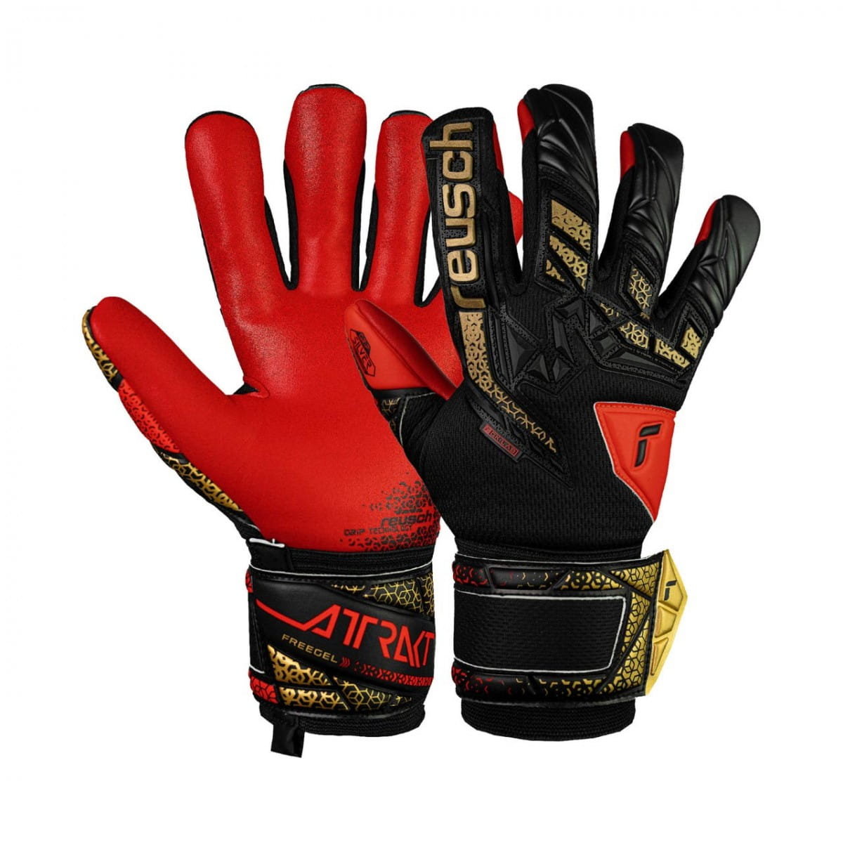 Rękawice bramkarskie Reusch Attrakt Freegel Silver czarno-czerwone 5570235 7075 - 9