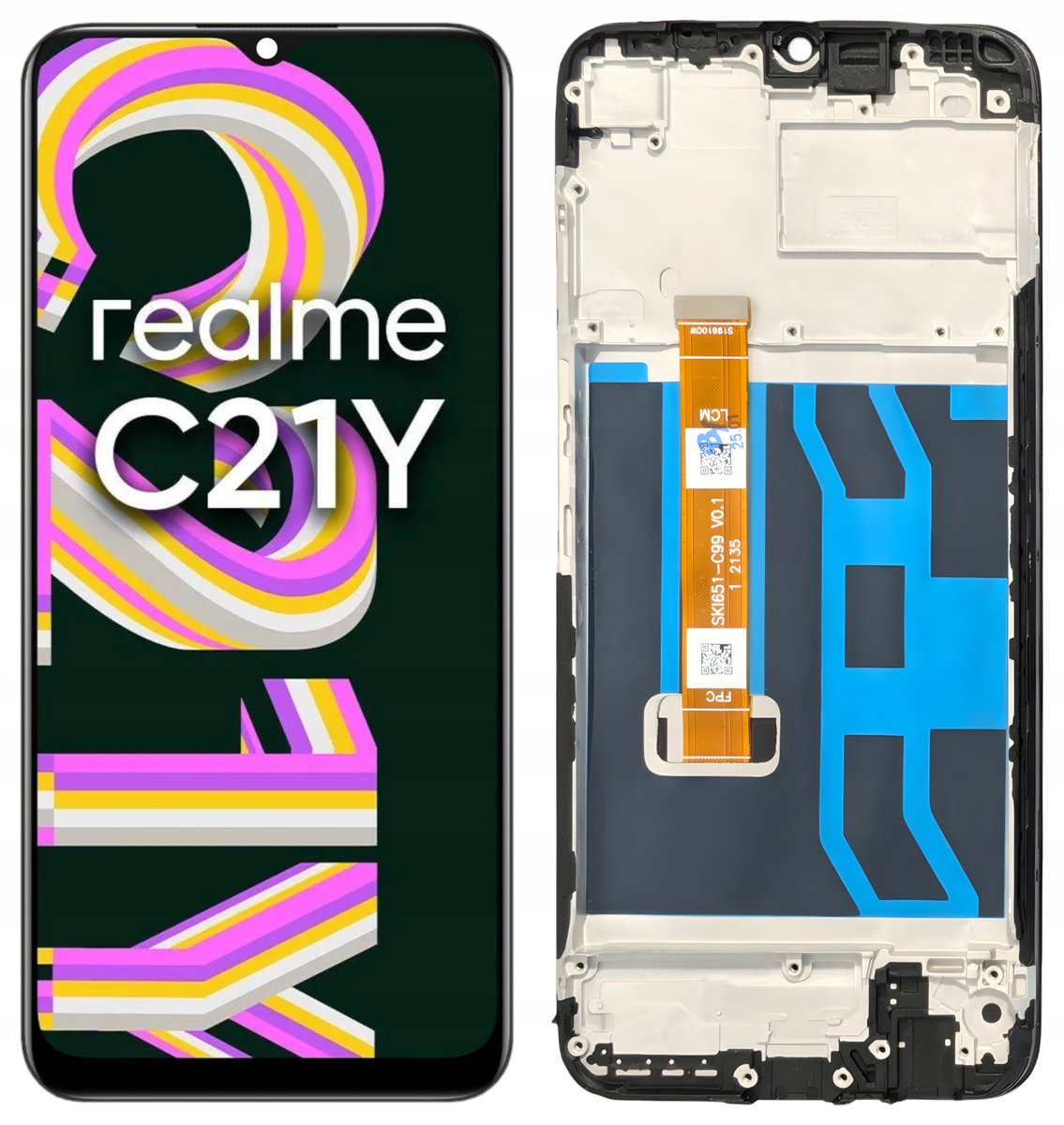 WYŚWIETLACZ EKRAN LCD SZYBKA DOTYK DO REALME C21Y RAMKA RMX3261 RMX3263