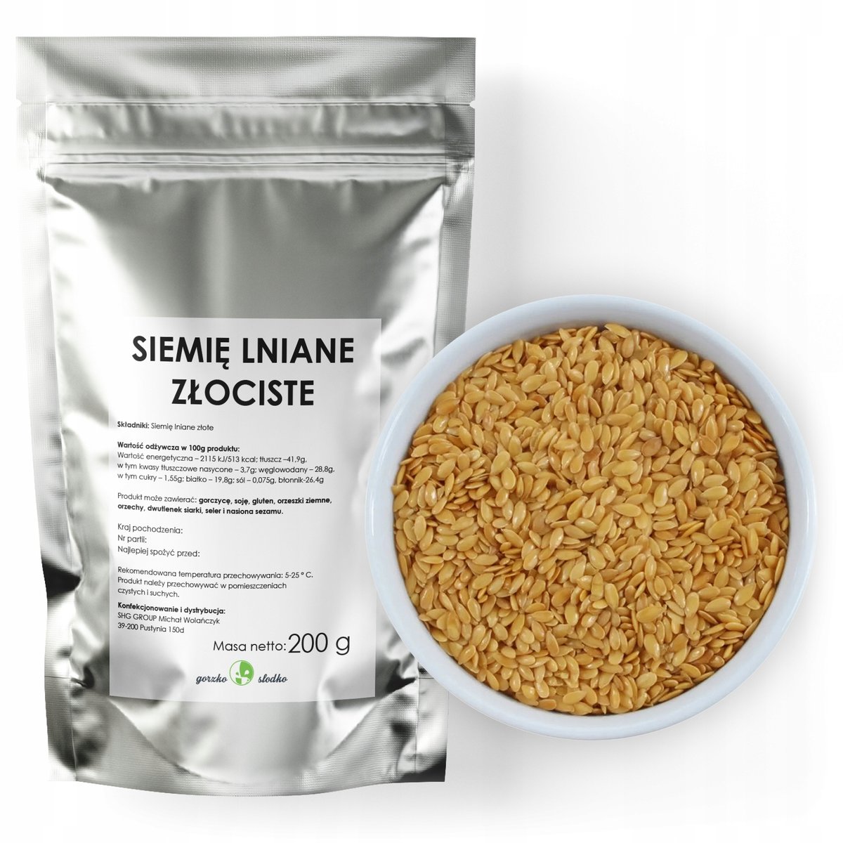 Siemię Lniane Złociste Siemię Złote Ziarno 200G
