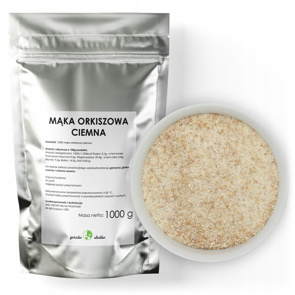 Mąka Orkiszowa Ciemna Wysoka Jakość Naturalna 1Kg