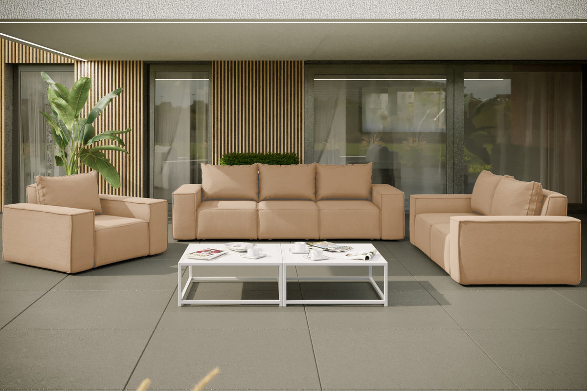 Zestaw ogrodowy SONNE 3+2+1 na taras, tkanina Artykuł, Cappuccino