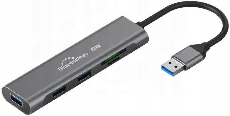 Hub stacja dokująca 5w1 3x USB A 3.0 + TF + SD HC501U3 5Gbps aluminium
