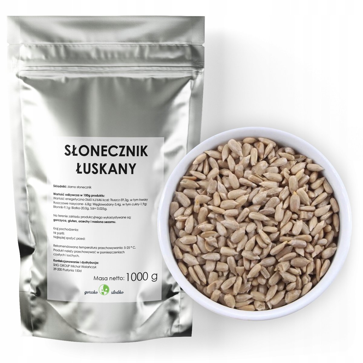 Słonecznik Łuskany Ziarno Naturalnie Świeży 1Kg