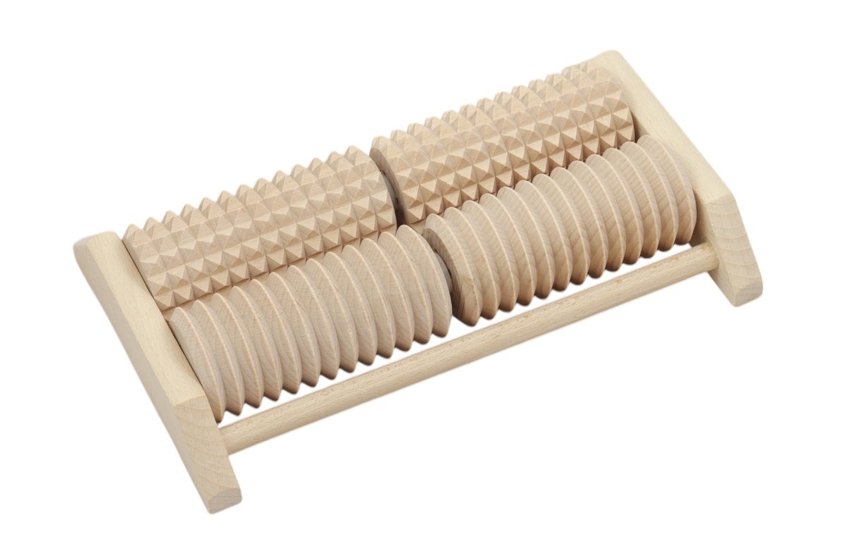 MASAŻER DO STÓP Kompaktowy drewniany bukowy przenośny wygodny 28x17cm