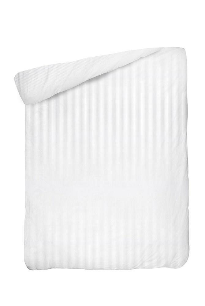 Poszwa bawełniana 140x200 na zakład 25 cm Adamaszkowa pasek 4 mm biała hotelowa PC