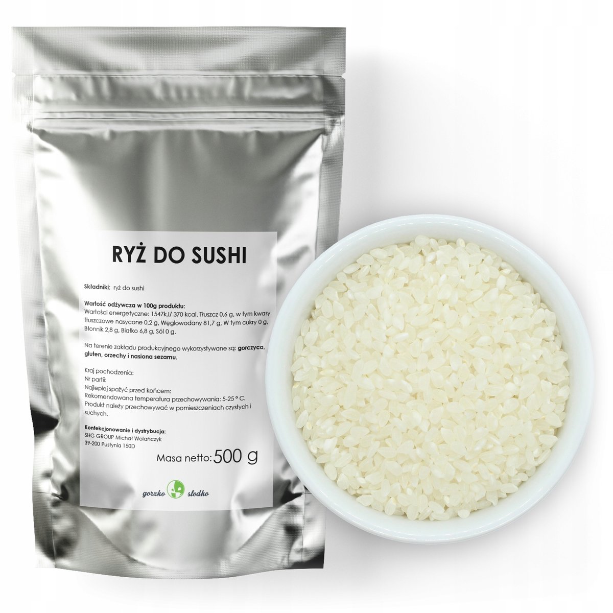 Ryż Do Sushi Naturalny Biały Ryż Do Sushi 500G