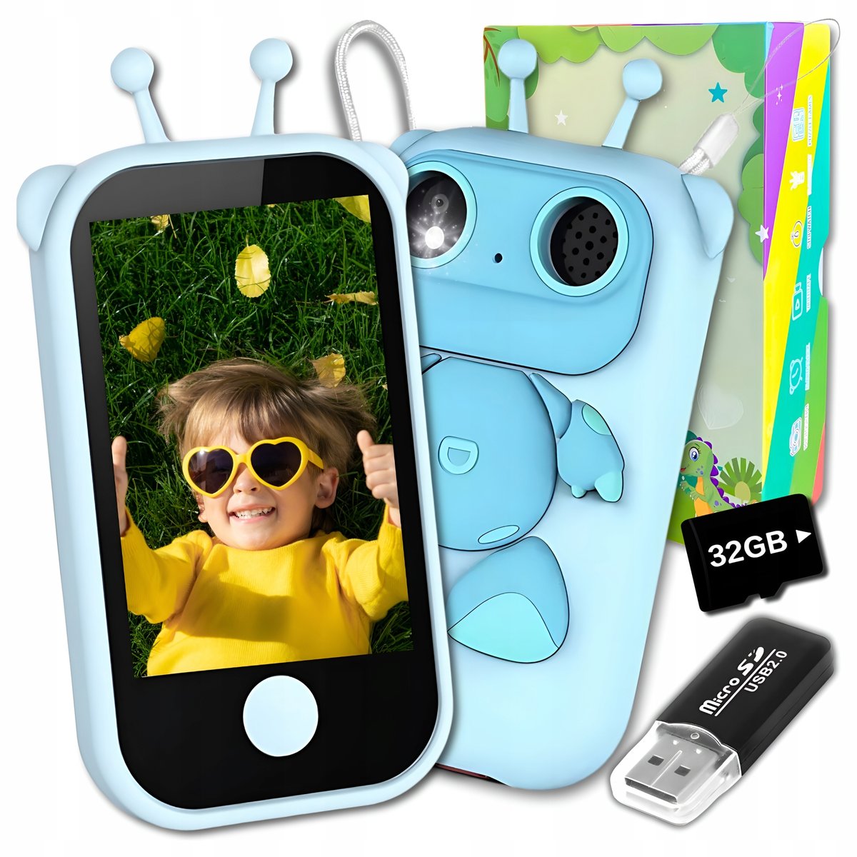 Telefon Dla Dzieci Zabawkowy Aparat Cyfrowy Edukacyjny Kamera + Karta 32Gb