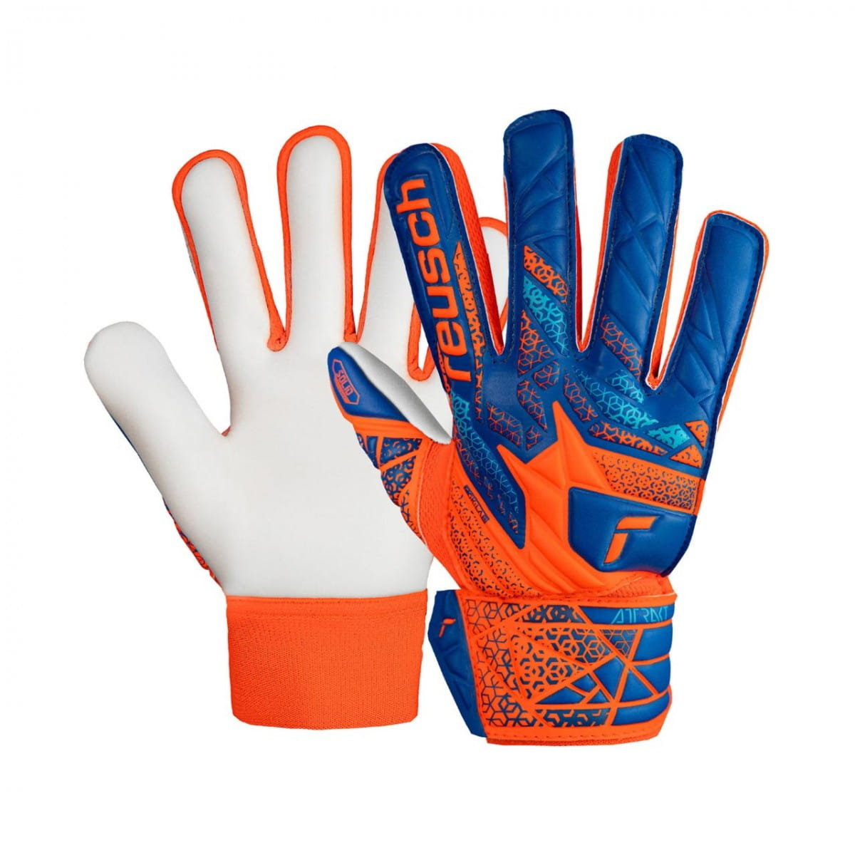Rękawice bramkarskie Reusch Attrakt Starter Solid Finger Support Junior pomarańczowo-niebieskie 5472511 2290 - 4,5