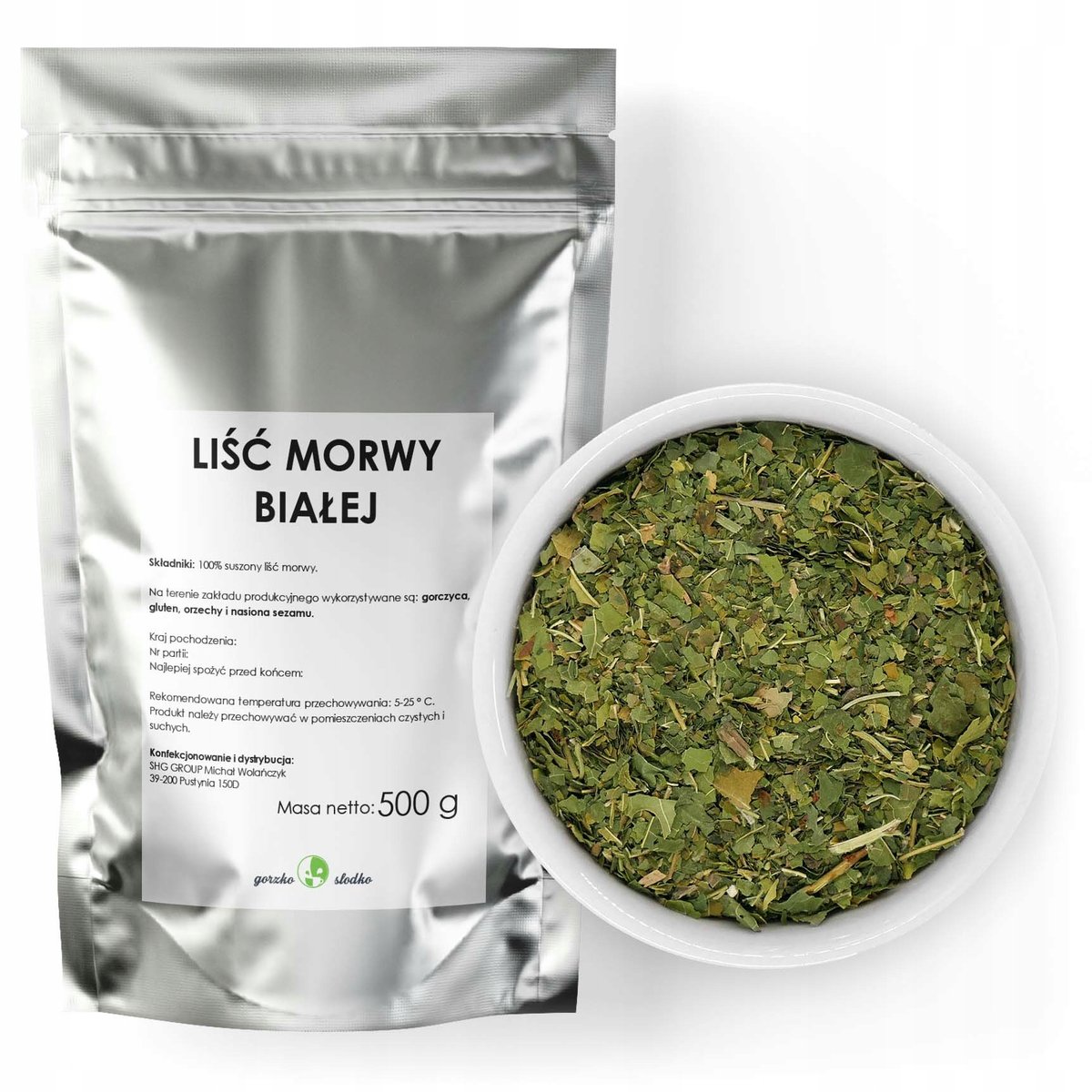 Liść Morwy Białej Suszony Naturalny 500G