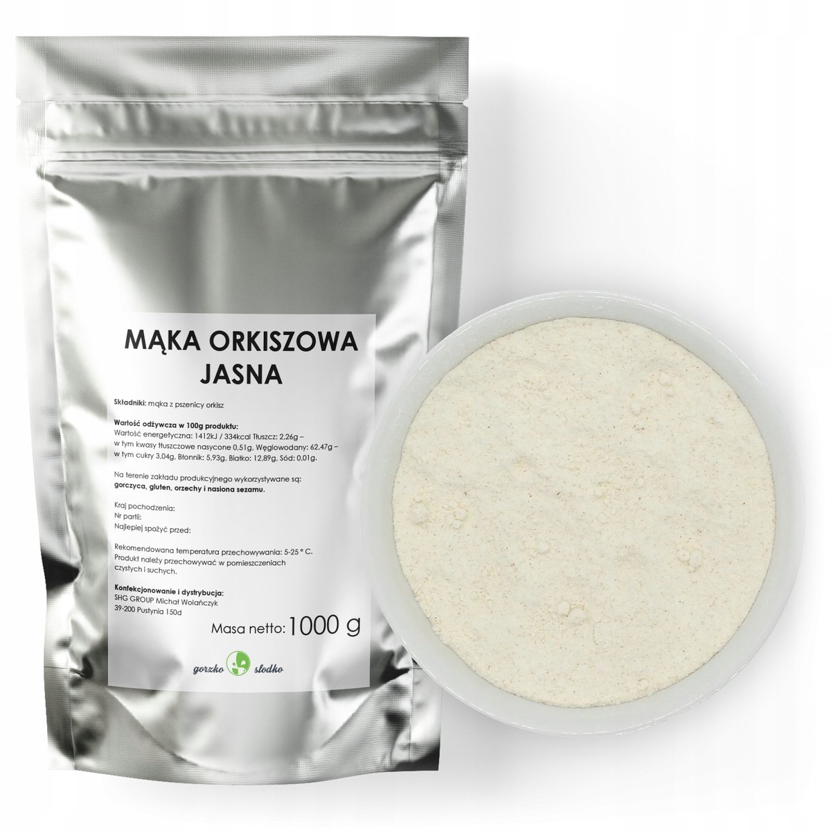 Mąka Orkiszowa Jasna Wysoka Jakość Naturalna 1Kg