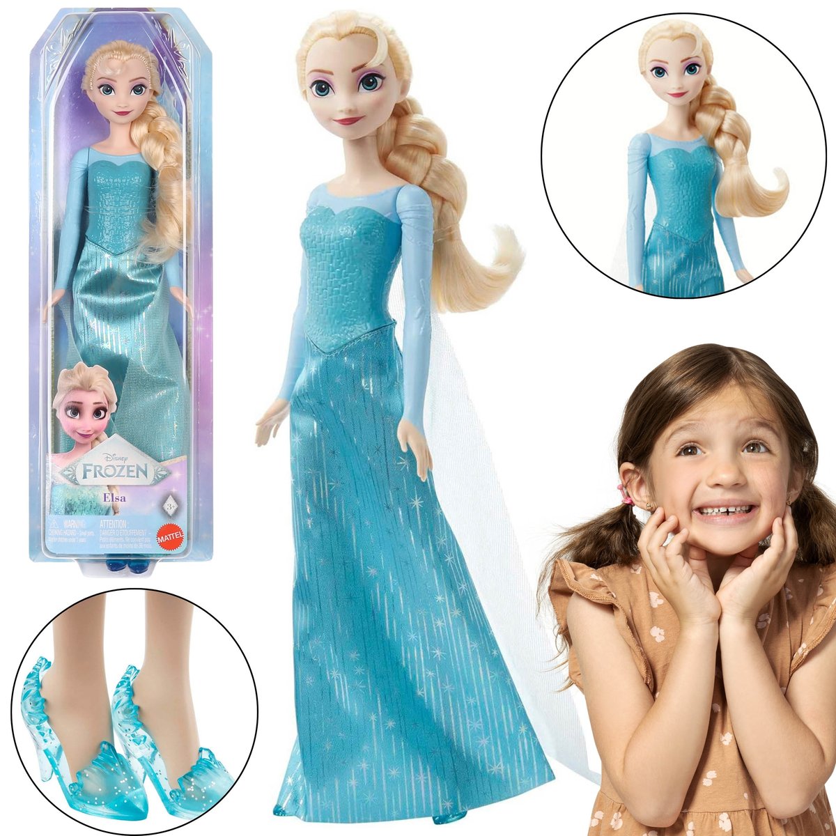 DISNEY Kraina Lodu Frozen Księżniczka Elsa lalka dla dziewczynek, do zabawy 3+ MATTEL