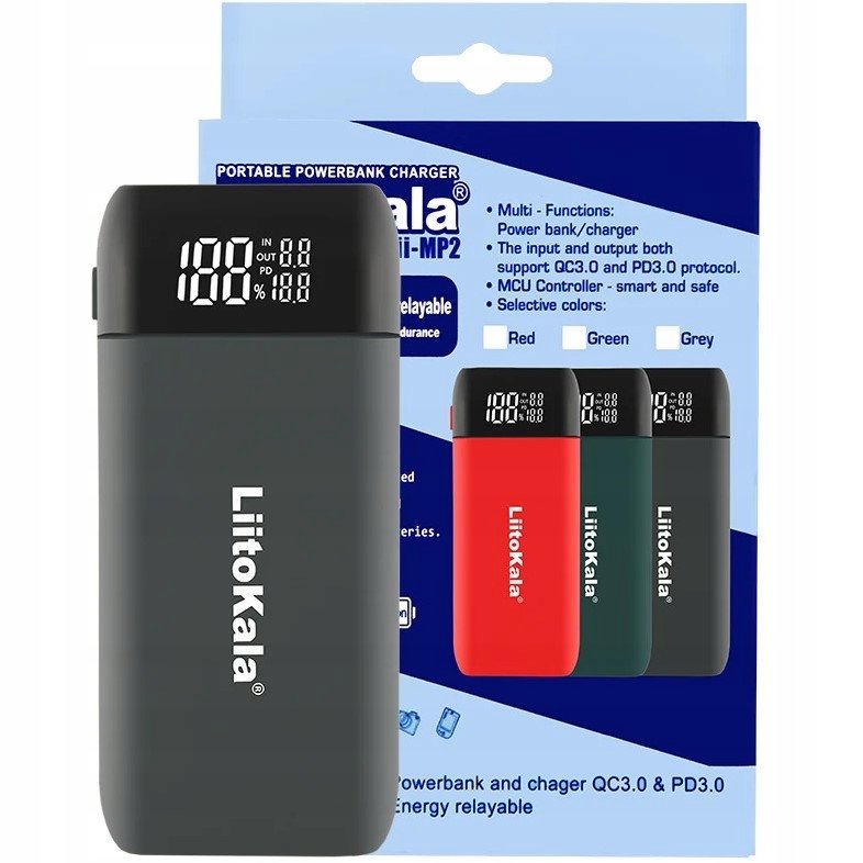 Ładowarka + Powerbank 18W 10000mAh Li-ion 18650 18700 20700 21700 Lii-MP2