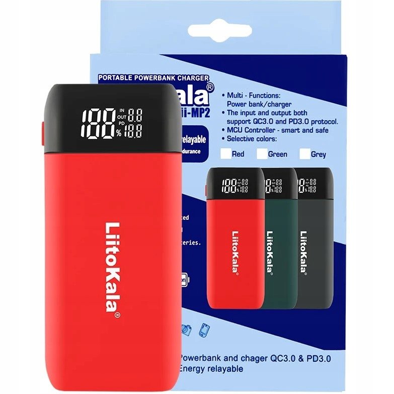 Ładowarka + Powerbank 18W 10000mAh Li-ion 18650 18700 20700 21700 Lii-MP2